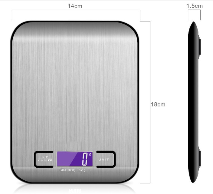 5kg 11lb Stainless Steel Household Digital Food Scale 5kg/1g