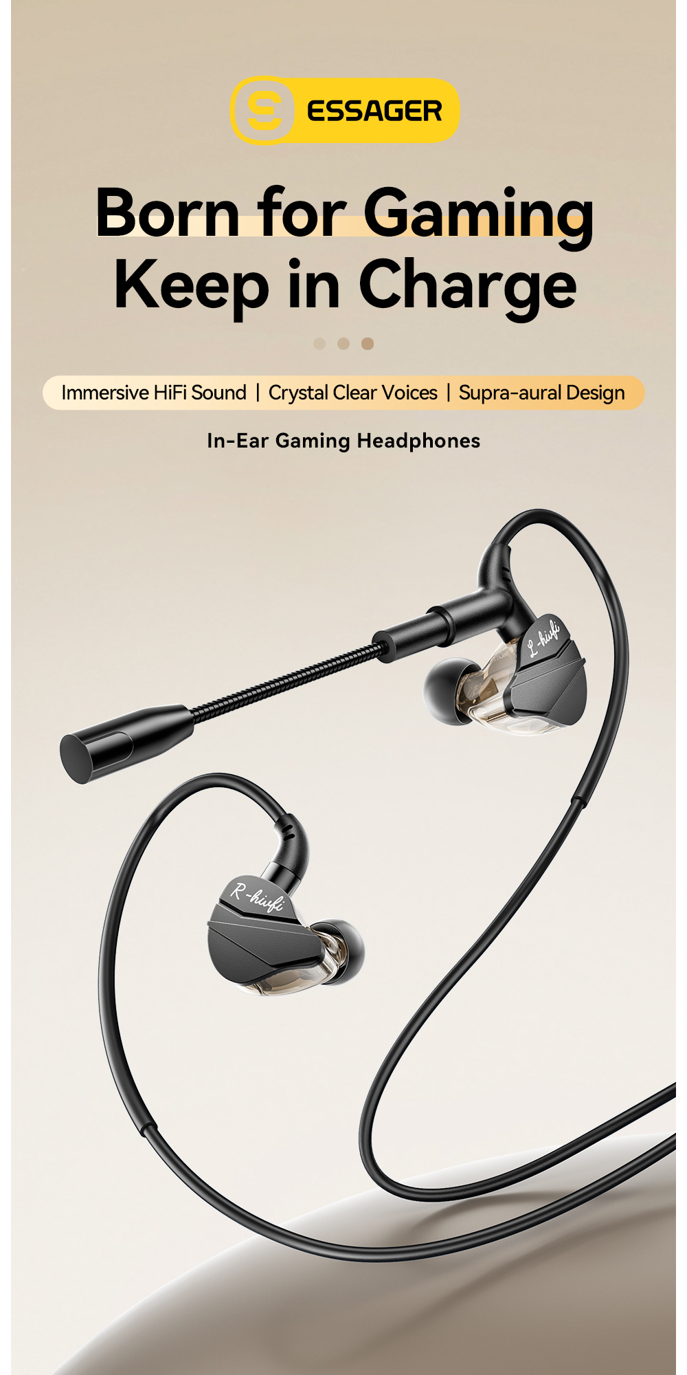 ESSAGER G62 in Ear USB Type C Jack Aux 3.5mm Earphone Earbuds