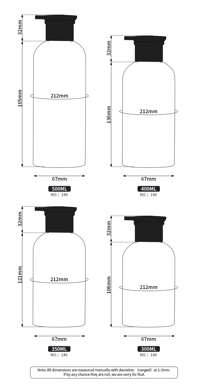 500ml Lotion Pump Bottles 67mm Width Amber Color Multi Usage