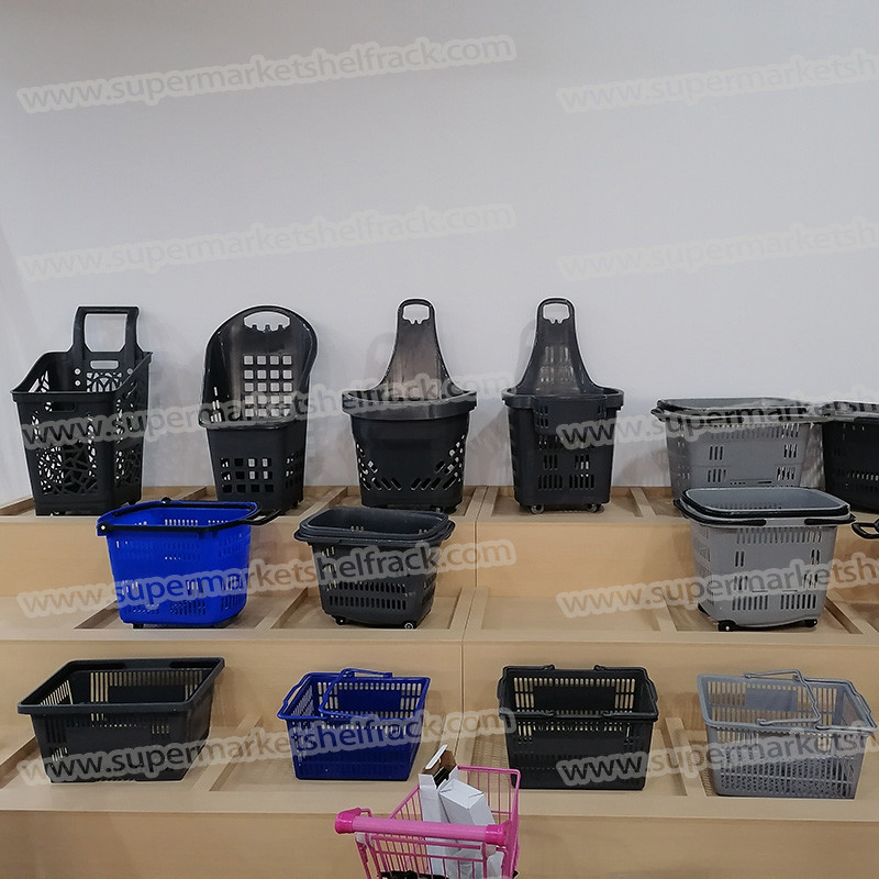 380MM 220mm 16L Plastic Rolling Basket With Handles