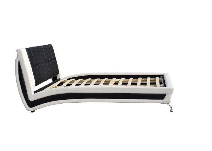King Upholstered Platform Faux Leather Bed Frame Double Size Bedroom Furniture