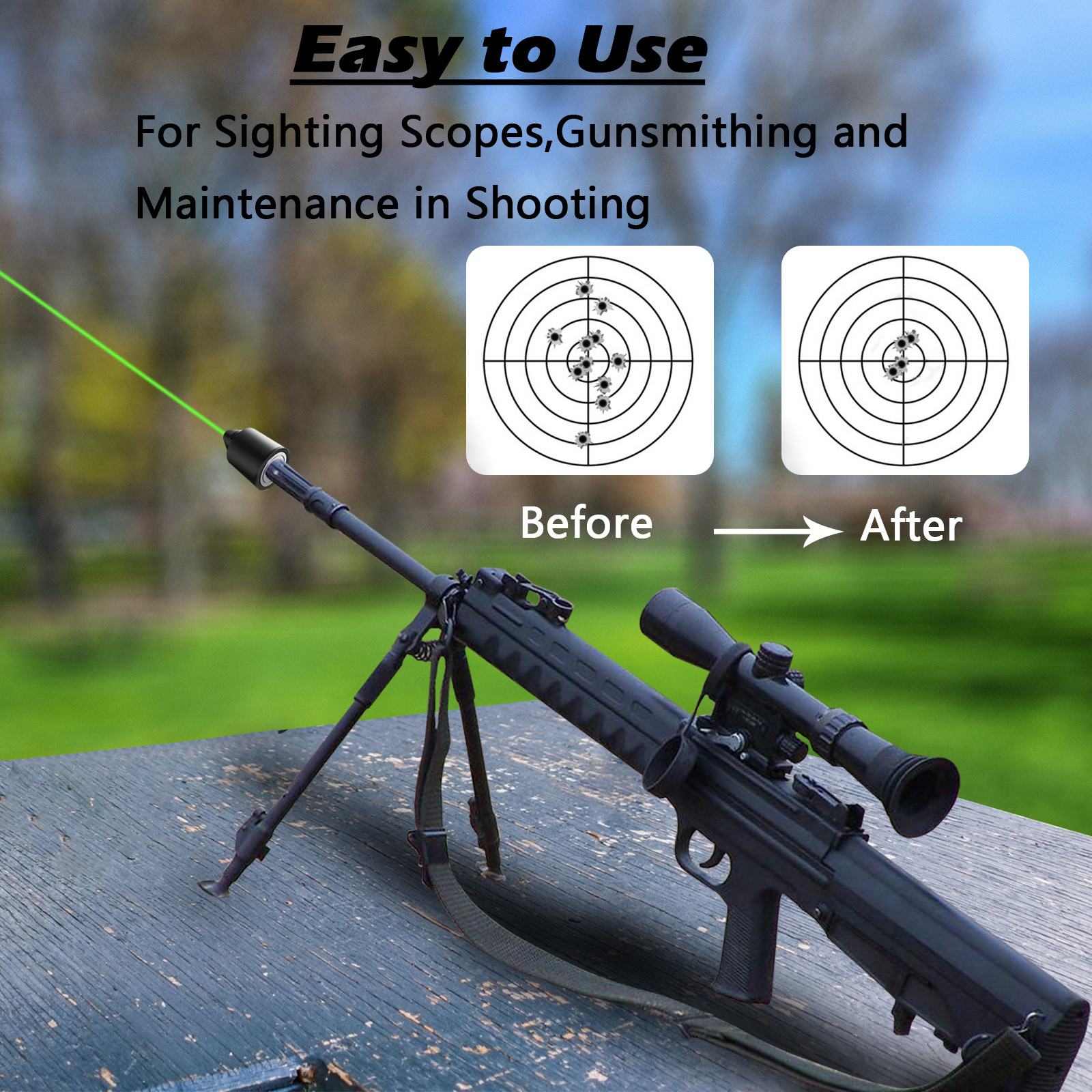 Magnetic Pistol Bore Sight Laser Green 520nm Multple Caliber