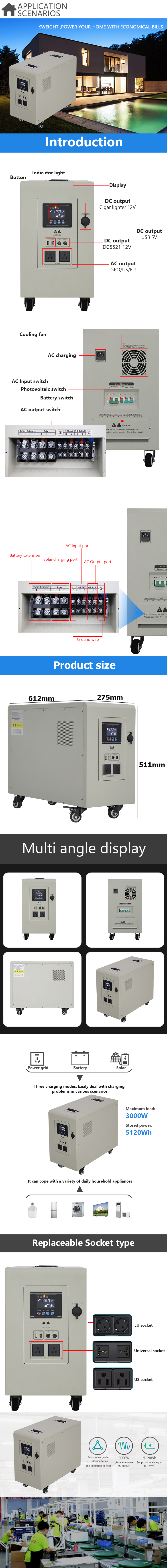 5kw Solar Portable Power Station Sealed 220v Rechargeable Power Bank
