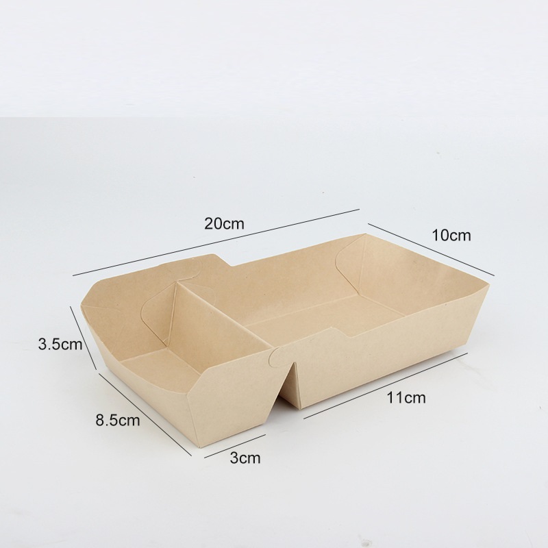Square Custom Double Compartment Kraft Paper Box for Food Oil Proof and Eco-Friendly