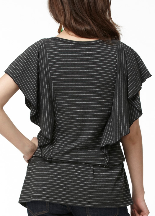 Ruffled Sleeve Maternity Breastfeeding Tops , Plus Size Pregnancy Clothes