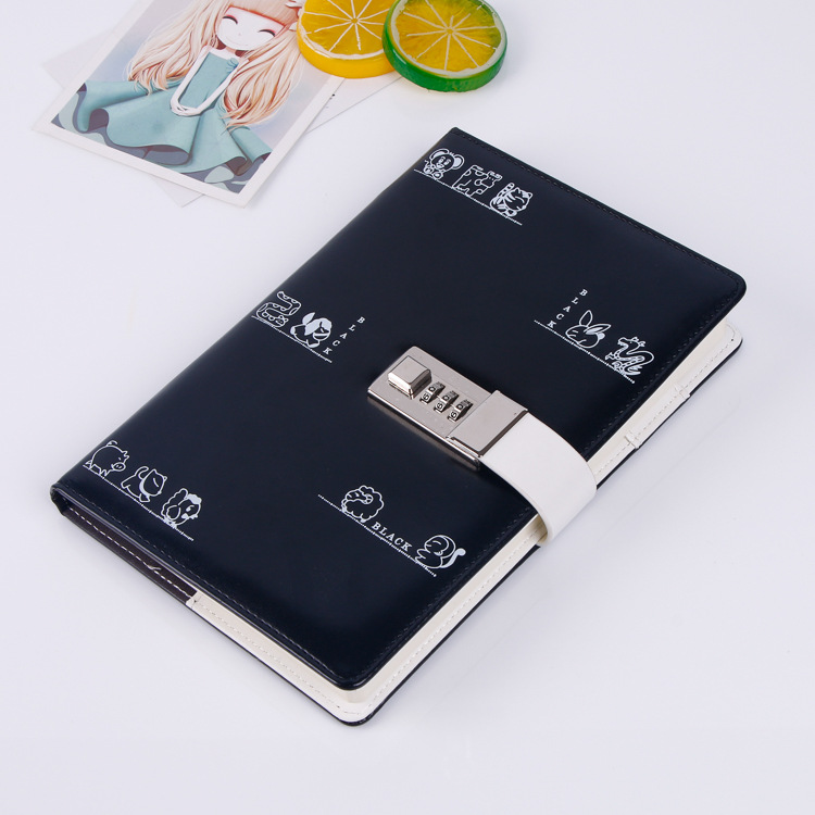 Hardcover A5 Pu Leather Diary with Coded Lock Promotion Journal Pen Notebook Set