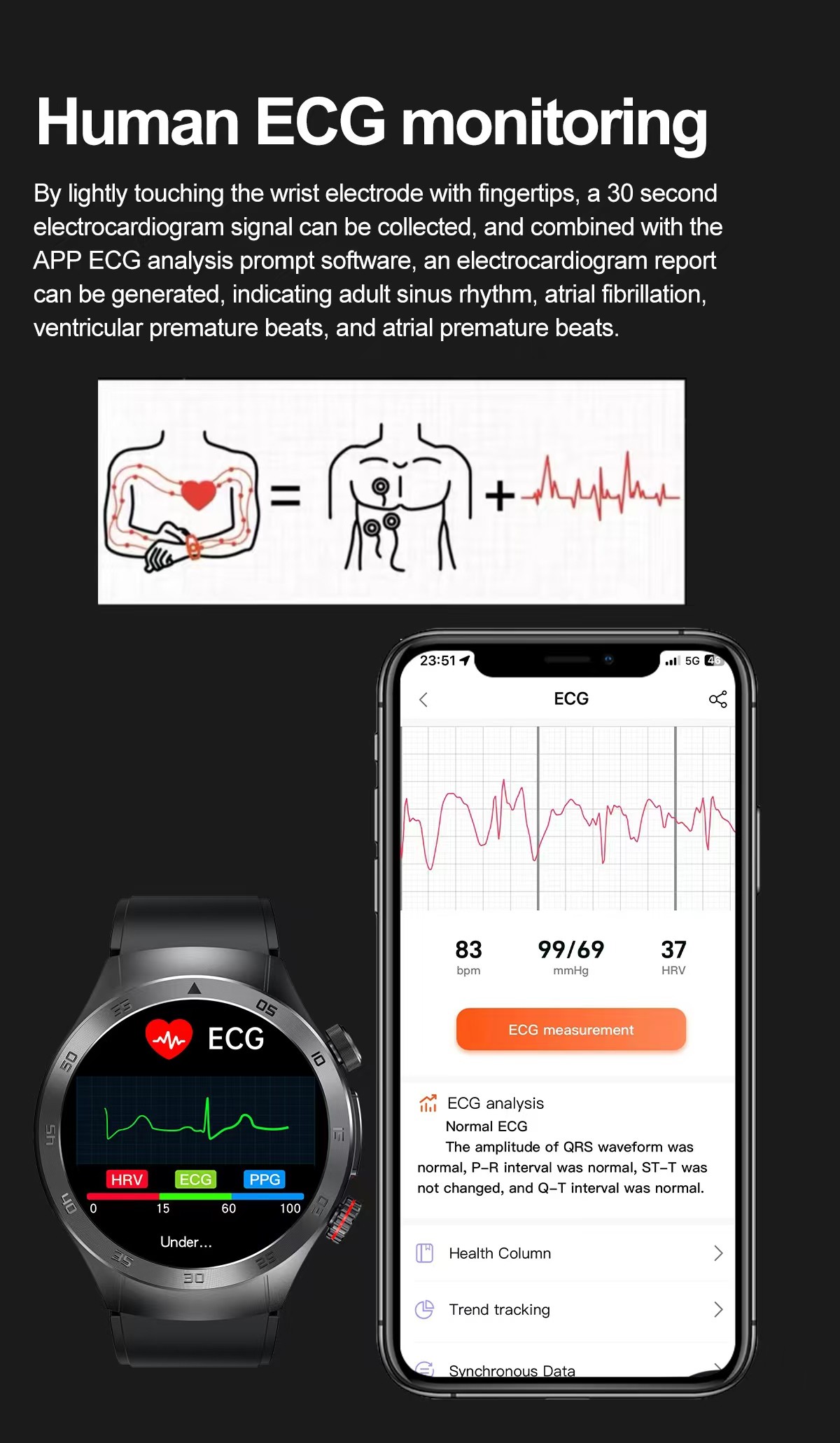 1.49 Inch Health Smart Watch E800 Heart Rate Health Monitoring Body Temperature SmartWatch