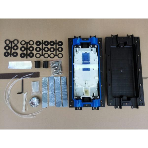Quick Detail:   High quality horizontal type optical fiber closure from China supplier. Inline type,max for 2 cables inlet and outlet,max 4 trays&144 cores, featuring max 24 pcs adapter ports in FTTH architectures.The closure can be used in direct buried,manhole,aerial,pipeline..etc   Two cable ports in every side.Max 4 trays&144 cores.Made by PP and ABS material.Fiber optic adaptors can be installed inside,used in FTTH and other newwork projects. 2in and 2 out   Description:   1. Protection grade:IP68 2. Material:PP,ABS(first hand raw material) 3. Number of cable ports: 2 in and 2 out 4. Maximum Trays: 4 trays 5. Maximum Cores:144(singlel core) 6. Dimension (HxD): 7. Package material:Carton 8. Weight:2.5-3.0Kg 9. Cable diameter range: 10. Sealing way of cables:Mechanical seaing by rubber 11. Quality warrenty:2 years 12. Life span:more than 25 years   Applications:   FTTH project,direct buried,manhole,aerial,pipe line..etc   Specifications:   Model	No.of ports	Cable range	 Max trays  	Max Capacity	Dimensions GJS20-HM01A-36core/tray	2 in and 2out	8~28	4	144	390X198X96     Competitive Advantage: 1.	Easy & fast installation with no special tools. 2.	Superior sealing performance(free sample for testing) 3.	The closure can be repeatly used many times. 4.	Enough space for surplus fibers inside the closure 5.	Flexible branching for fibers 6.	loose leaf type of splice tray fixing,easy operation 7.	Modular fiber management system  