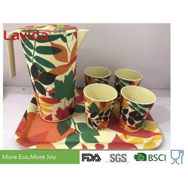 Luxury Non-fragile Natural Bamboo Fiber Tray Rectangular Shape 3-pc set for home restaurant school with food grade print