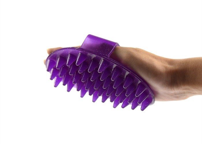 Durable Horse Grooming Curry Comb , Purple Horse Massage Soft Curry Comb