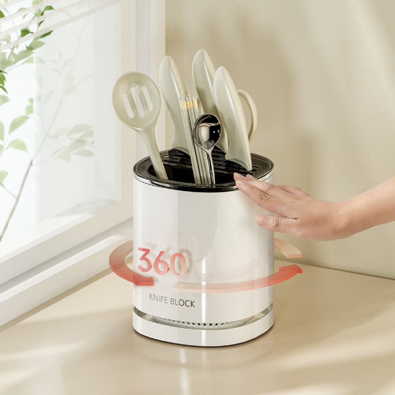 360 Rotating Kitchenware Storage Box Multi-functional Rotating Knife Holder Chopstick Barrel Knife Storage Rack Humanized Design