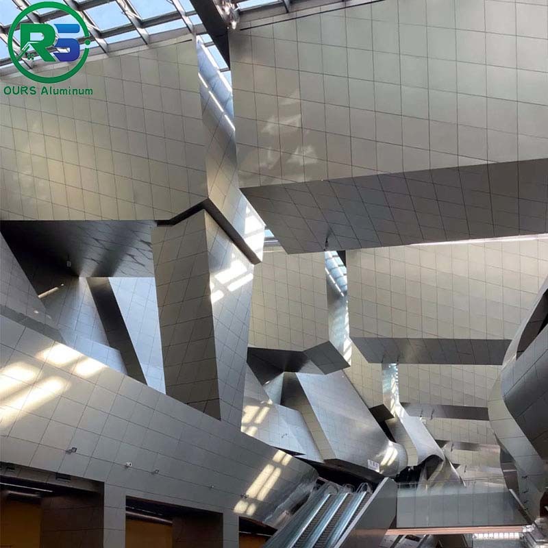 Corrugated Aluminum Wall Panels Architectural Metal Ceiling Tiles Suspended 100mm