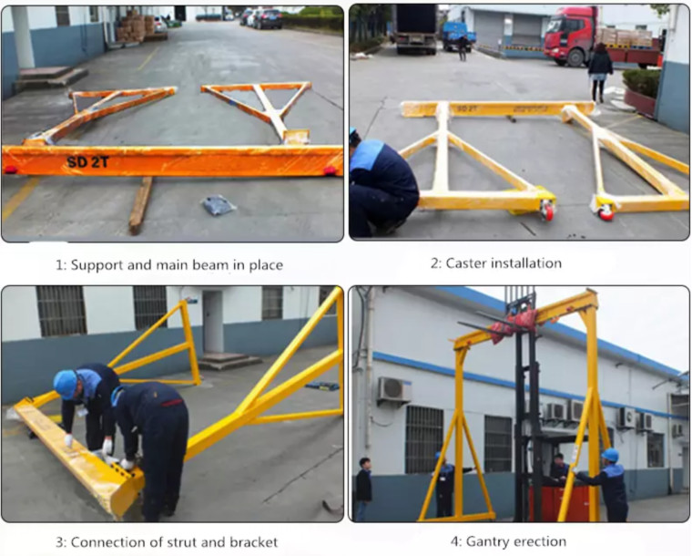 Manual Driven Glassworks Handling 0.5T Portable Gantry Crane