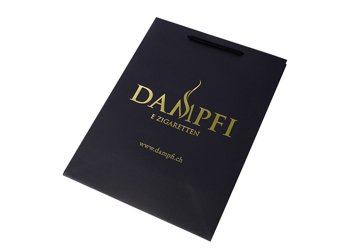 Golden Foil Stamping Logo Printed Paper Bags Matt Lamination Surface With Coloful Handle