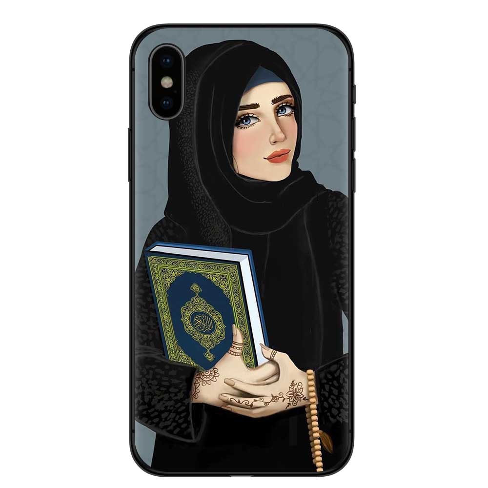 Lightweight Designer Cell Phone Cases Black Islamic Hijab Girls Gift Anti Shock