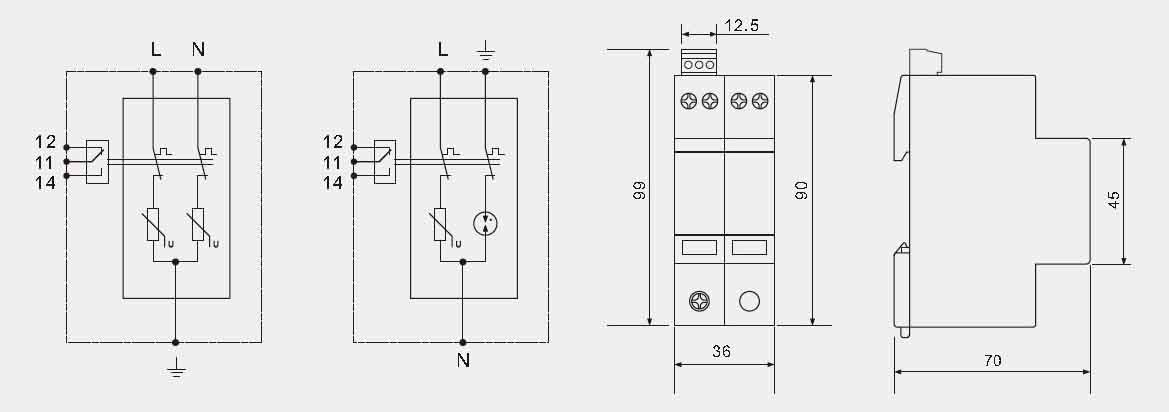 Type 2 And Type 3 Spd 275V Surge Arrester 3- Pole + NPE 40kA Combination Arrester