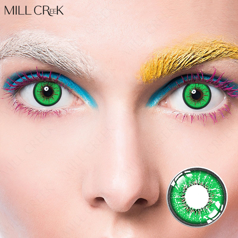 Oem Lime Green Werewolf Contact Lenses 14.5mm For Dark Eyes