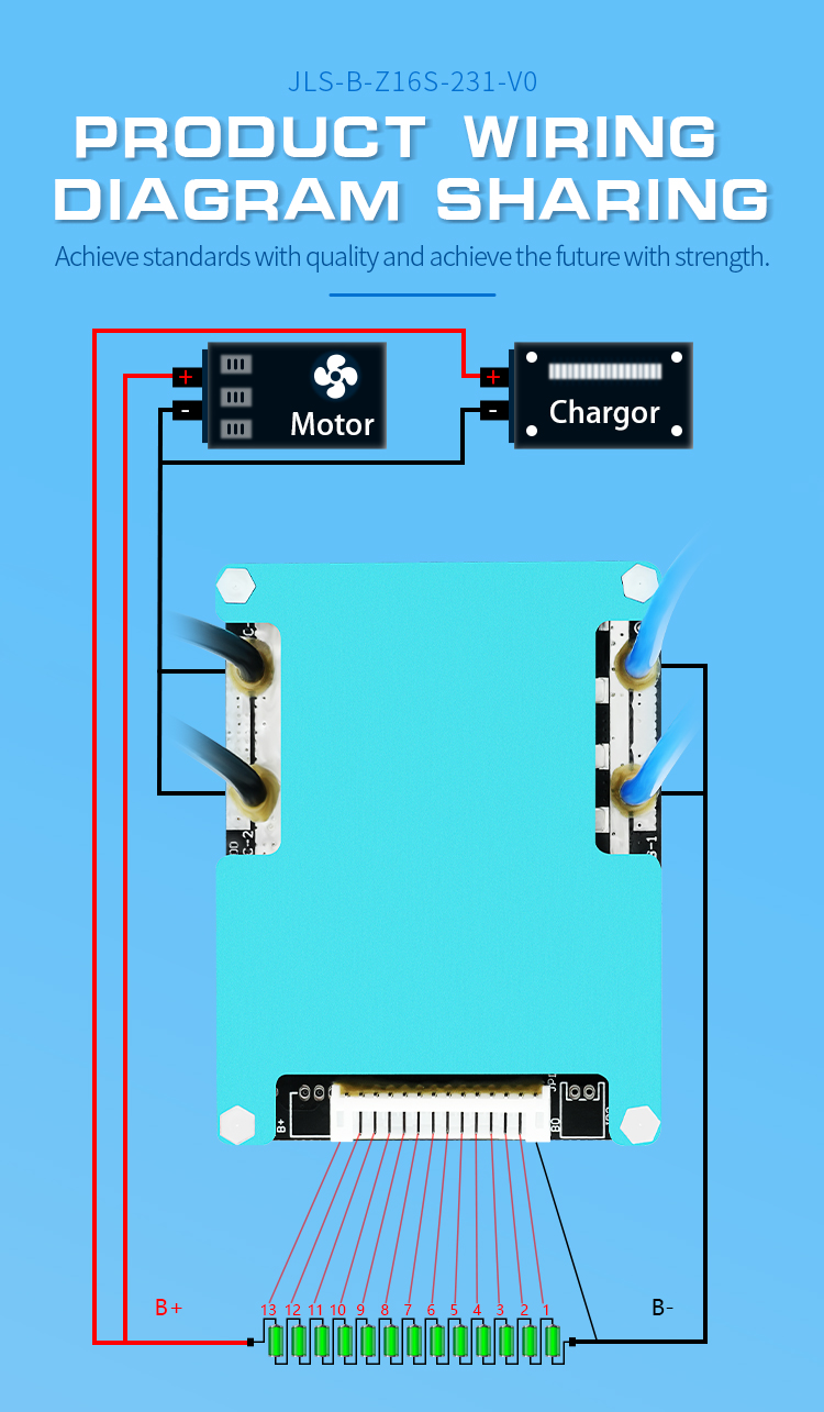 Sodium Ion Lifepo4 NMC Battery BMS 6S-16S 20A-60A With Balance / Common Port
