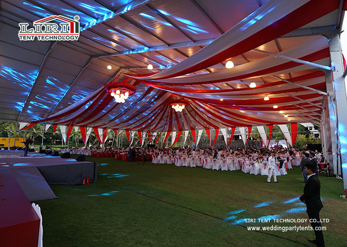 White Aluminum and PVC Luxury Celebrating Tent with Solid Sidewalls for 500 People Capacity Weddings and Parties