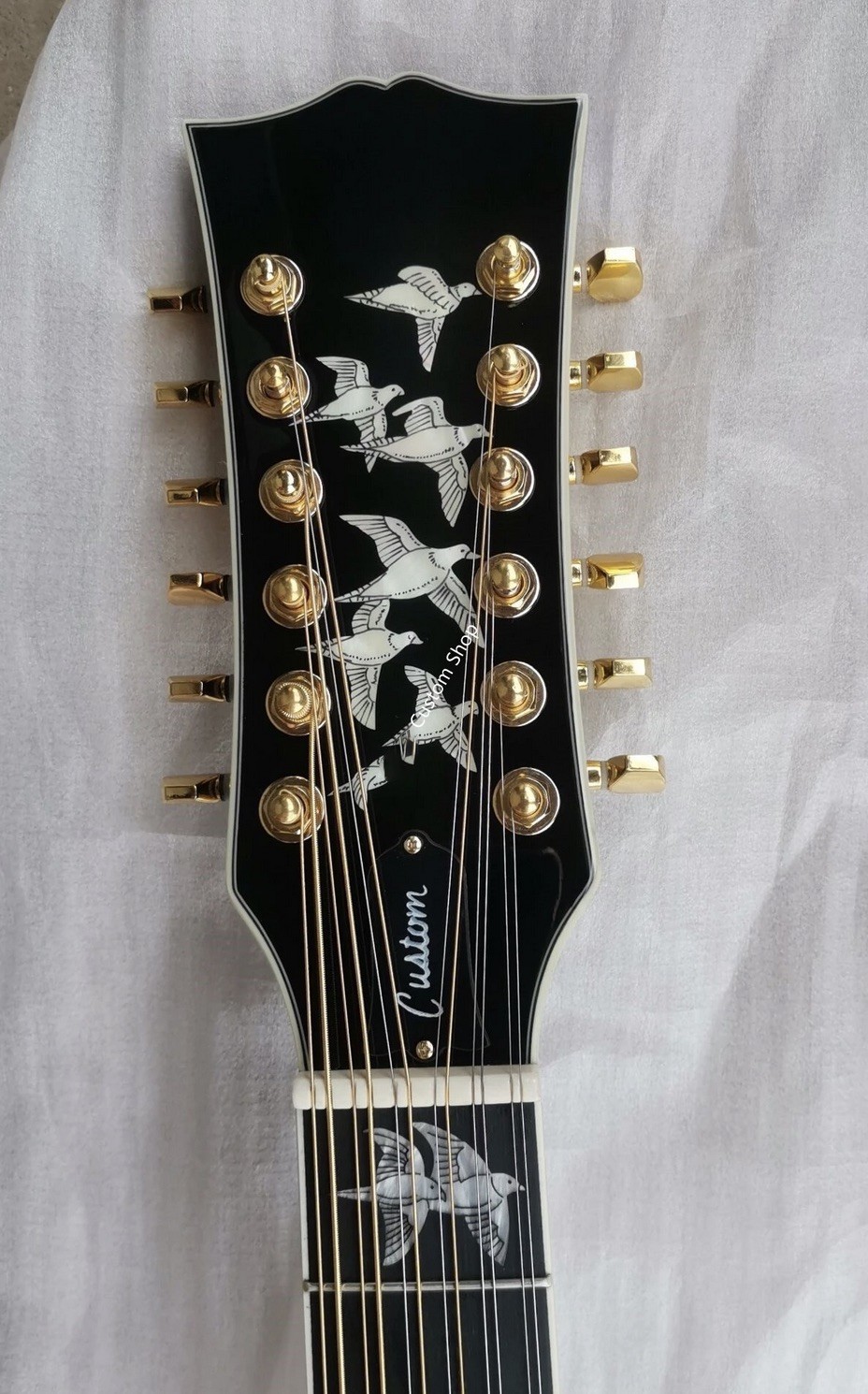 Custom AAAAA 12 Strings All Solid Wood Doves in Flight Viper Blue Acoustic Folk Guitar AAAA solid spruce wood top