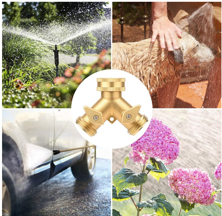 3/4 In Brass Water Hose Y Valve , JIS 2 Way Hose Splitter