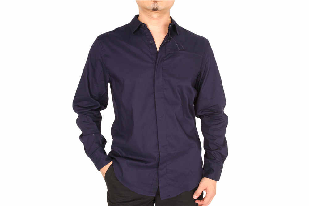 Solid Color Business Men'S Casual Stretch Shirts 59% Cotton 35% Nylon