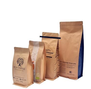 customized printing stand up pouch foil lined natural kraft paper bags 16oz with valve