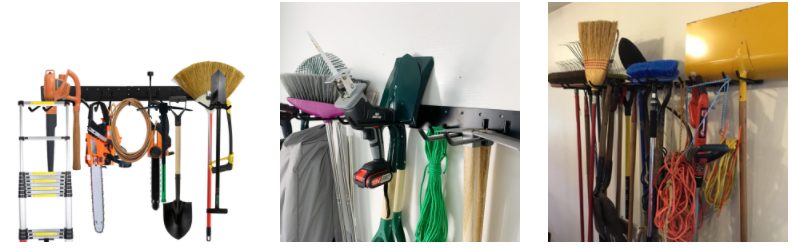 Stocked and Non-folding Aluminum Garden Yard Tool Storage Rack with Heavy Duty Hooks