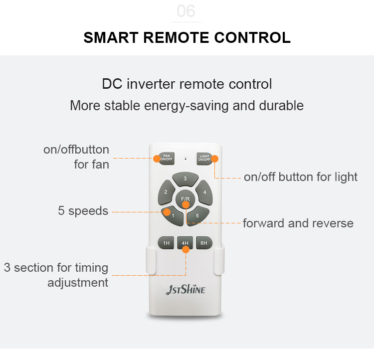 Brushless Inverter DC Motor 22 Inch Ceiling Fan with Standard Wind Type and LED Light
