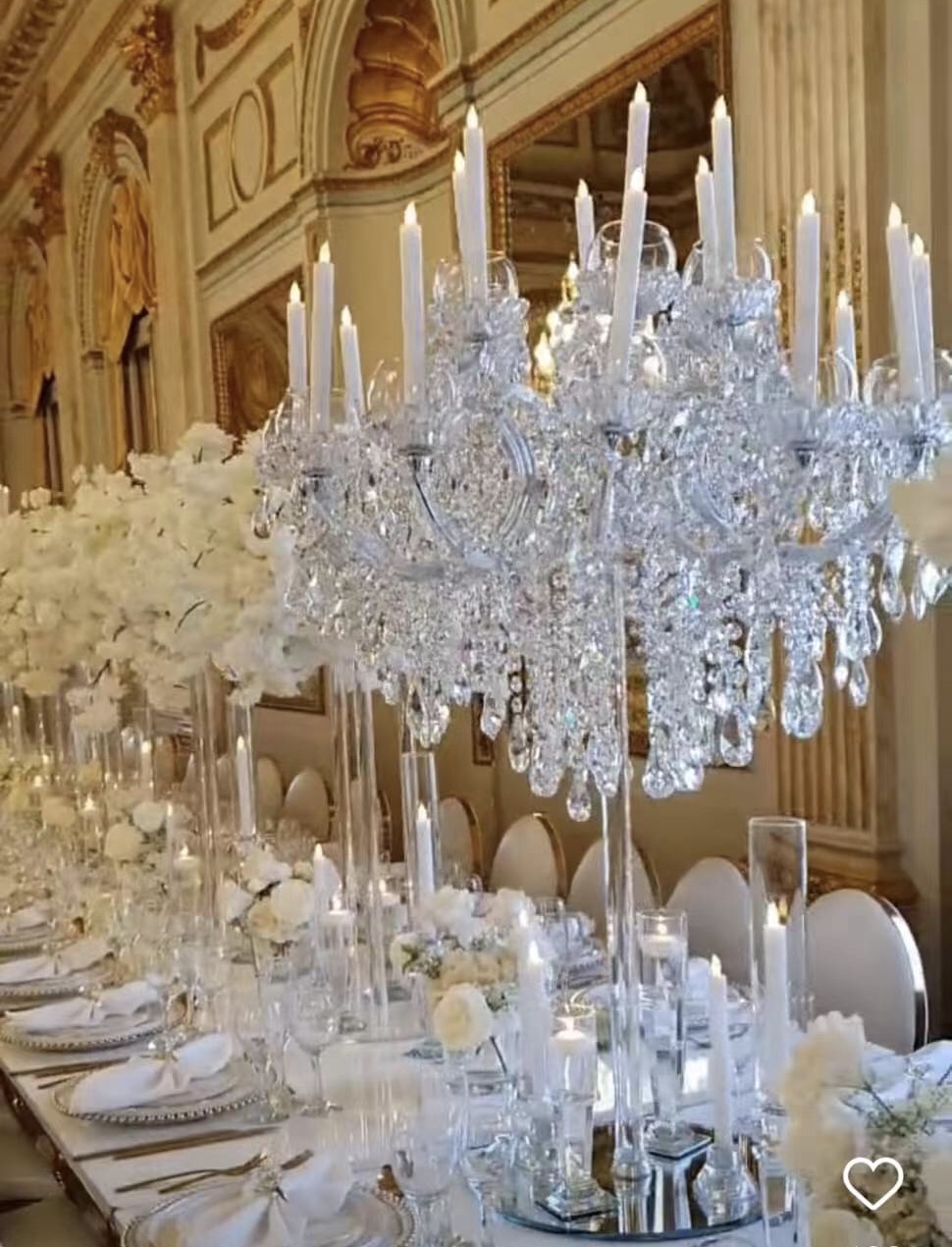 18 Arms Pendant Full Crystal Glass Pendant Chandelier Transparent Foot Candle Holder