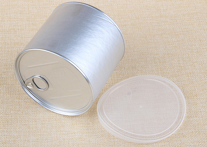 Silvery Color Paper Cans Packaging With Aluminium Easy Open Lip + PE Cap