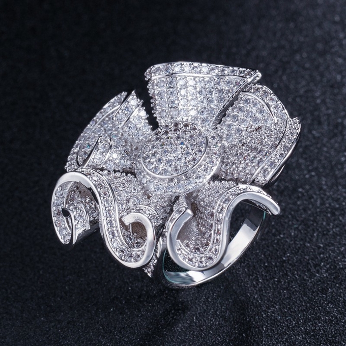 Hot Sale CZ Flower Ring CZ Gold Ring For Women Fashion Zirconia Ring Wedding Quality Charm Ring Jewelry