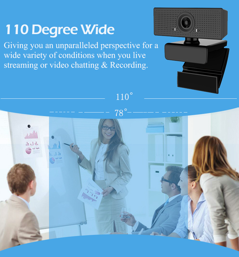 1080P HD Webcam 110 degree wide Computer WebCam Camera for Live Broadcast YouTube Video Recording Conferencing Meeting