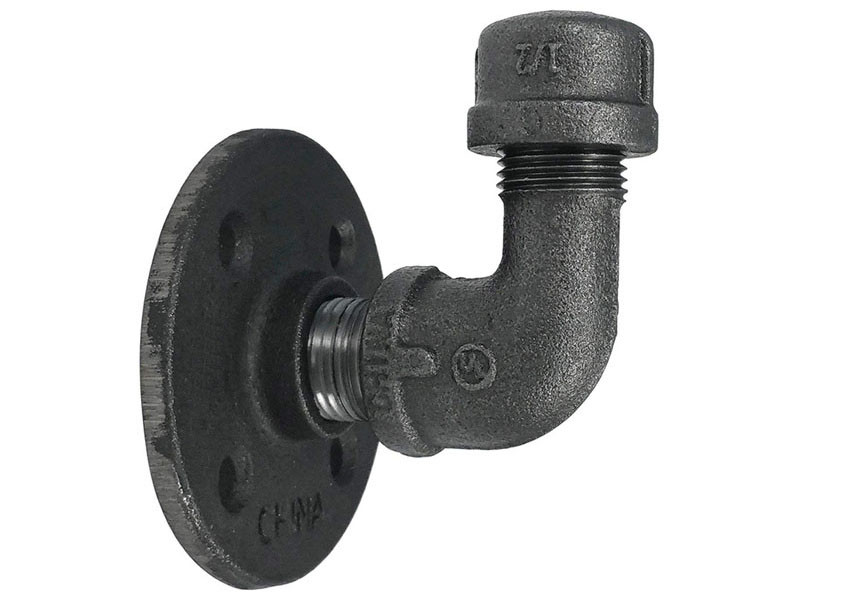 Heavy Duty Industrial Malleable Iron Pipe Black Pipe Coat Rack Single Coat Hook