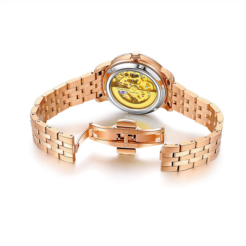 Luxury women automatic mechanical stainless steel chain wrist watches
