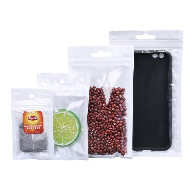 Custom Design Pearl Film Bag Different Size Zipper Plastic Sachet With Own Logo for electronic product packaging