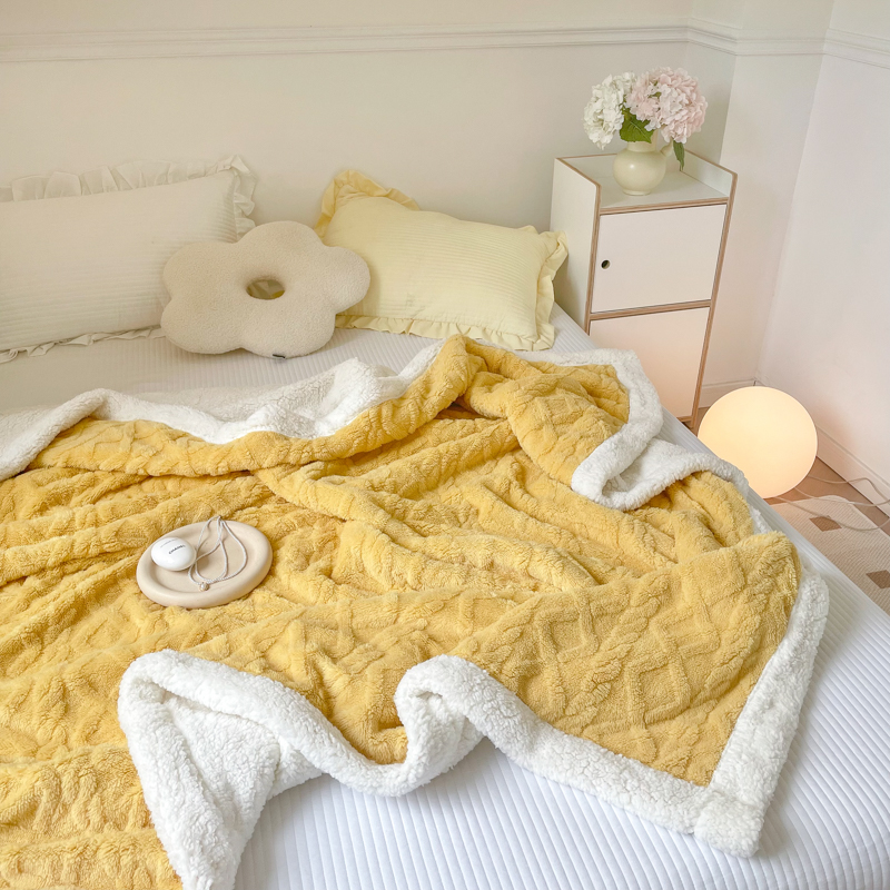 Jacquard Double Layer Flannel Throw Winter Fleece Sherpa Blanket 3ps Quantity Grade