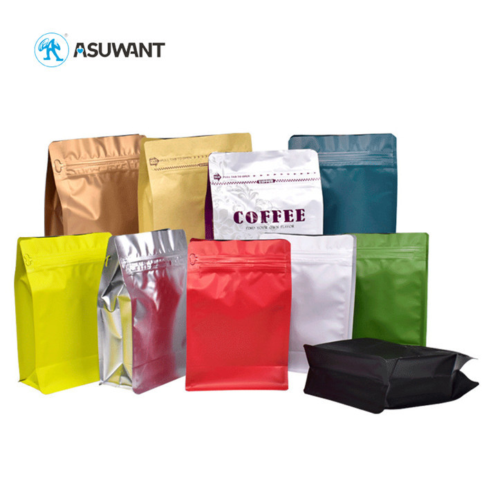 Biodegradable Coffee Cafe Tea Bag Black Foil Empty PE 500g With Valve