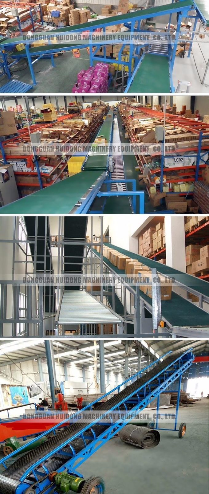 Custom Inclined Roller Conveyor , Rubber Belt Roller Bed Conveyor For Logistics Filed