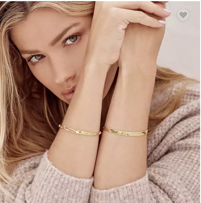 Luxury BG Double Snake Head Bangle 14K Gold Stainless Steel Bracelet