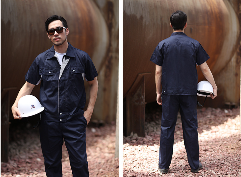 Customized Unisex Cotton Work Clothes for Men and Women Two Pieces Industrial Uniform