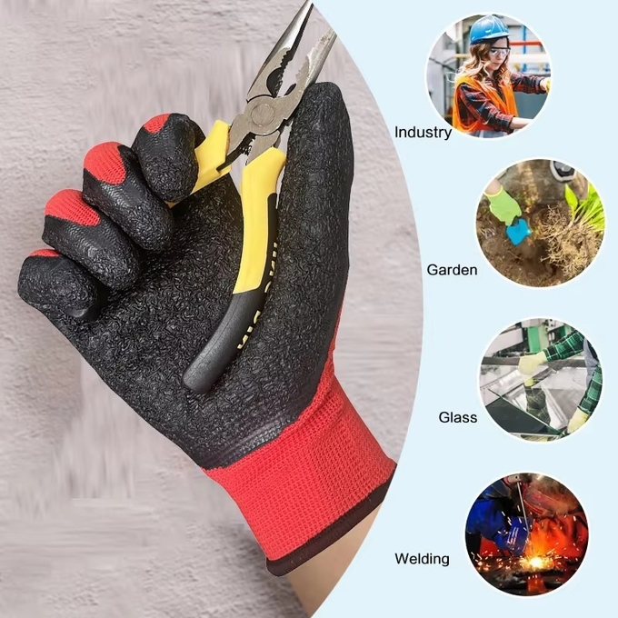 Polyester Latex Gloves Anti-Slip Construction Labor Non-slip Hand Personal Protection Garden Work Gloves