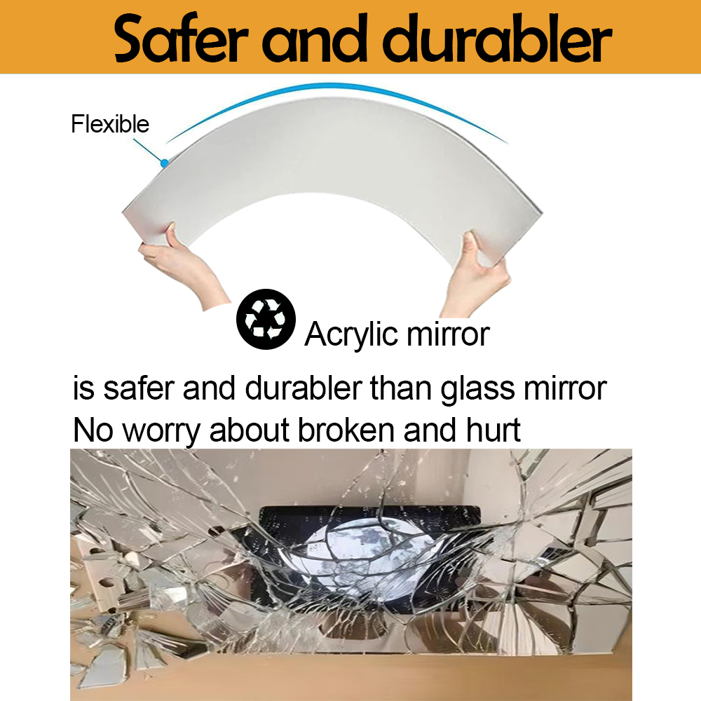 2mm Plastic Flexible Sliver Sheet Adhesive Acrylic Mirror Board for Custom Home Decor