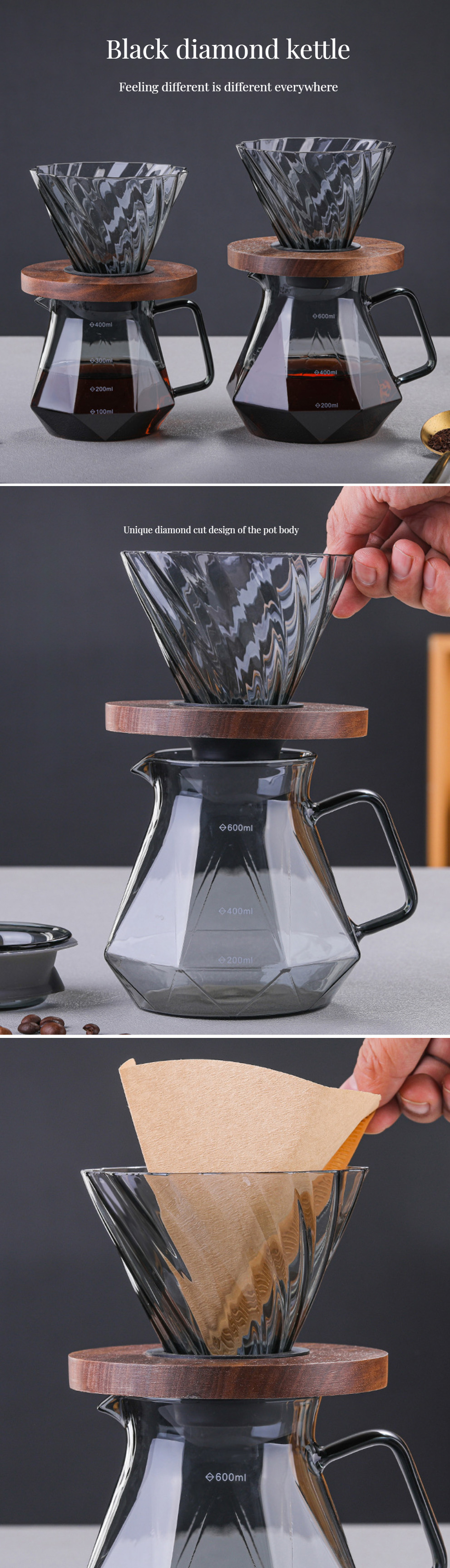 Metal Type Borosilicate Glass Espresso Coffee Server for Eco-friendly Heat-Resistant
