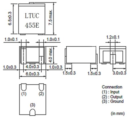 CFUKG LTUC 1.5dB 1500 Ohm 455 Khz Ceramic Filter