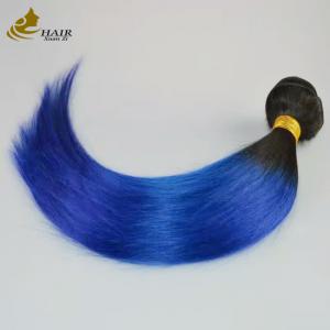 China Girl Raw Brazilian Ombre Human Hair Extensions Bundles Blue 1B on sale