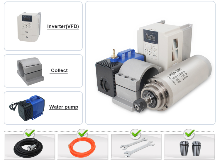 24000rpm 400hz 220v/380v 4.5kw Water Cooled CNC Router Spindle Motor Milling for Milling
