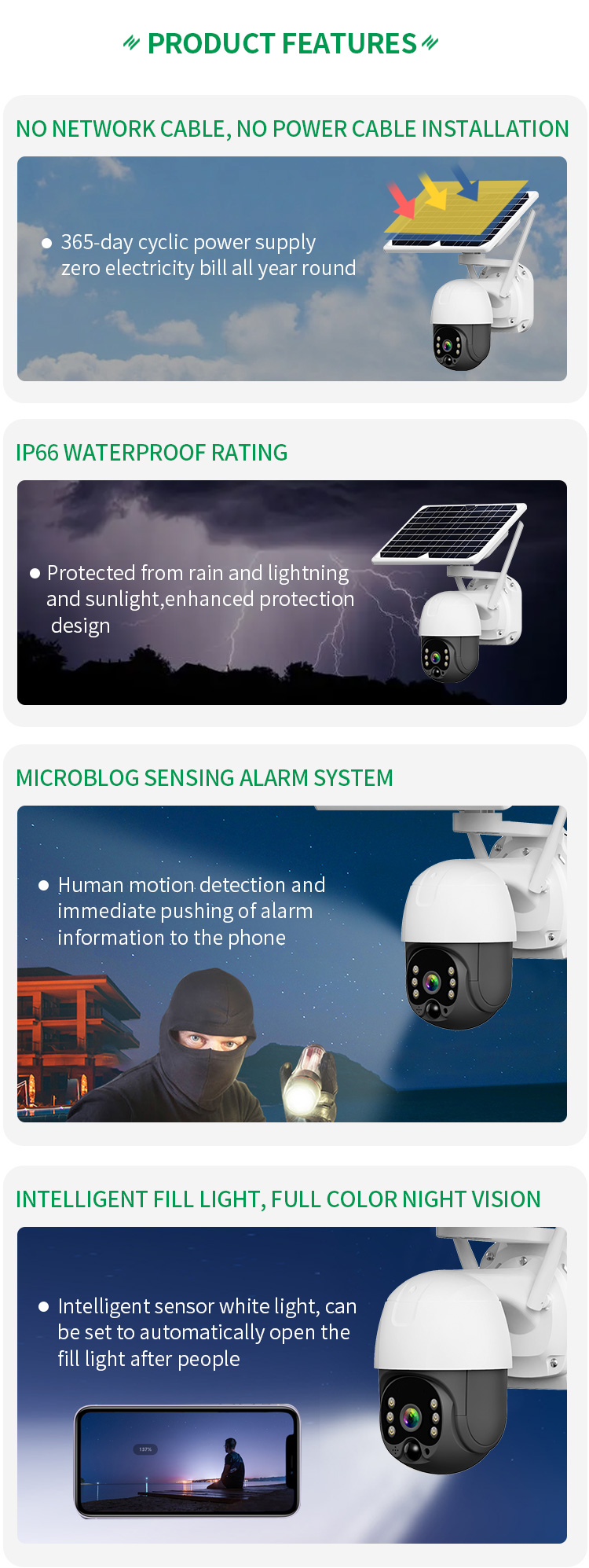 Highfly Promotion Solar Security System Control Surveillance High Quality With Lights 4G Power IP Camera