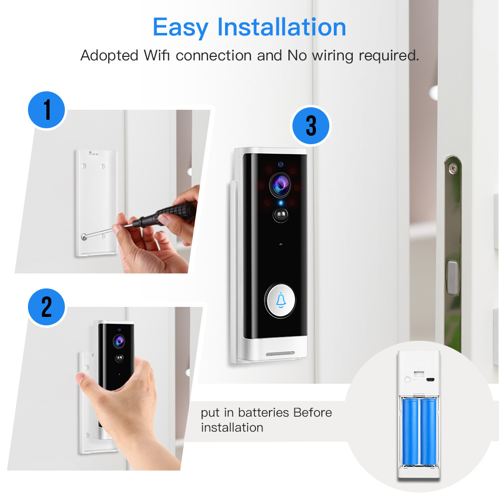 Motion Detection WIFI Video Doorbells Real Time Waterproof For Home