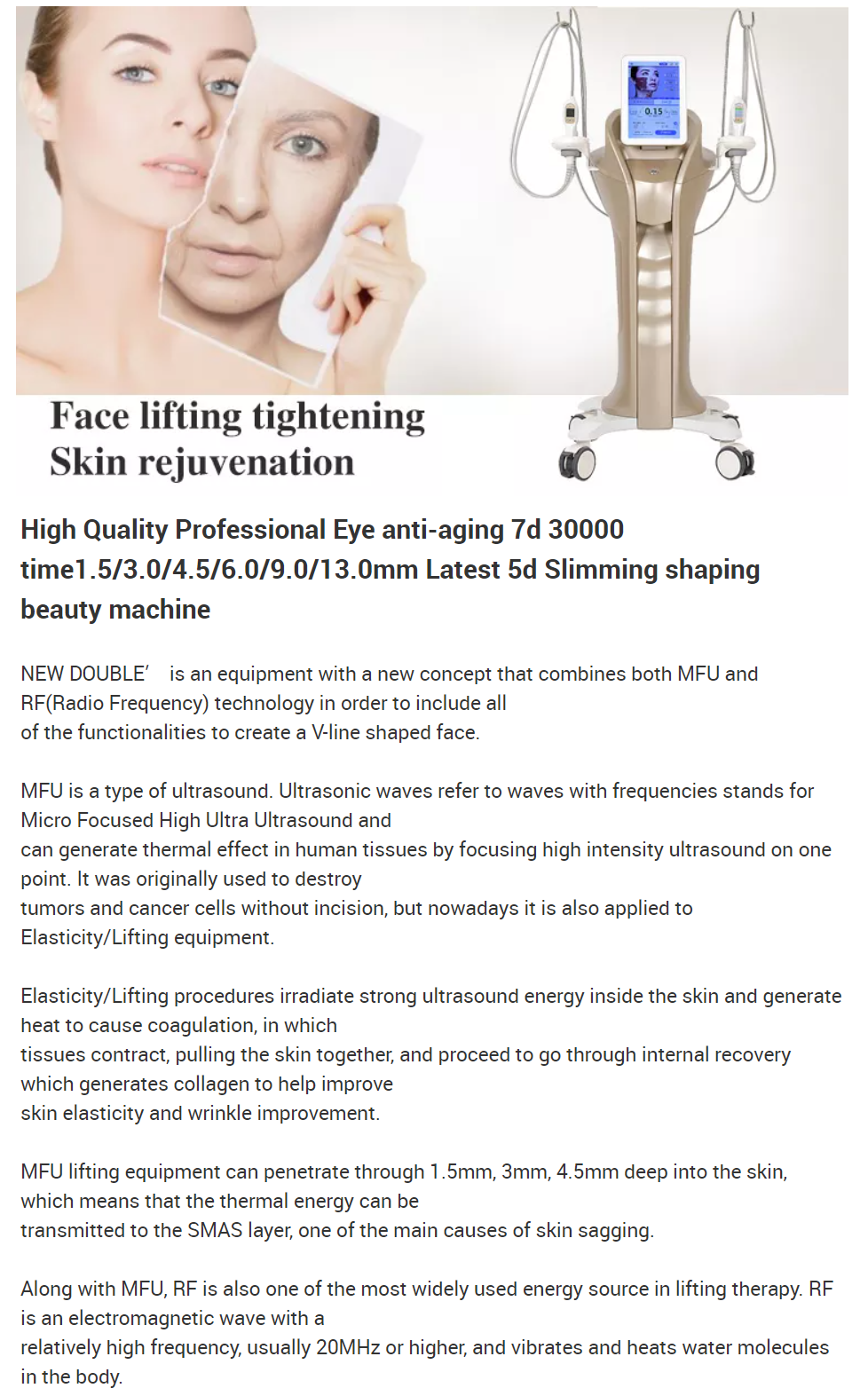 Manufacture vertical Hifu Rf Machine For Face Lifting Skin Tightening New Doublo HIFU Beauty Machine